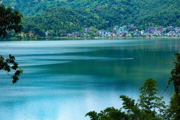 Obraz premium Phewa Fewa Lake and Pokhara City Nepal