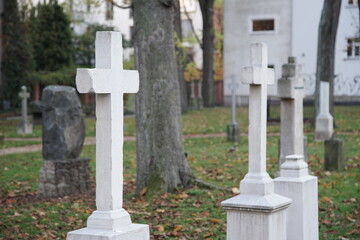 Graveyard in central Berlin, Germany, in the autumn