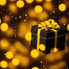 Christmas Presents with Golden Ribbon