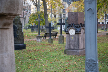 Graveyard in central Berlin, Germany, in the autumn