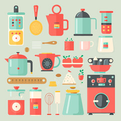 Colorful vector illustration of kitchen utensils
