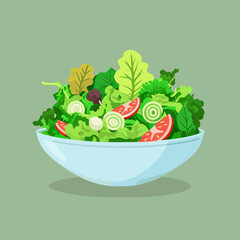 Colorful vector illustration of a green salad