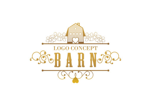 Rustic barn logo concept, flat design