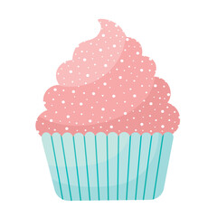 Doodle flat clipart. Cute sweet birthday cake. All objects are repainted.
