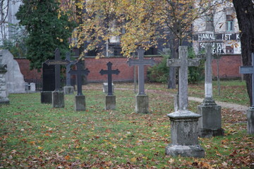 Graveyard in central Berlin, Germany, in the autumn