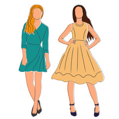 women, girls sketch ,contour isolated vector