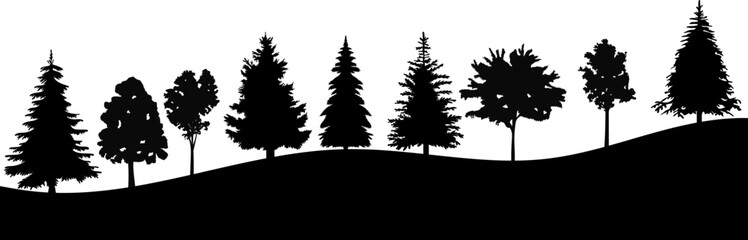 silhouette growing trees, design vector isolated