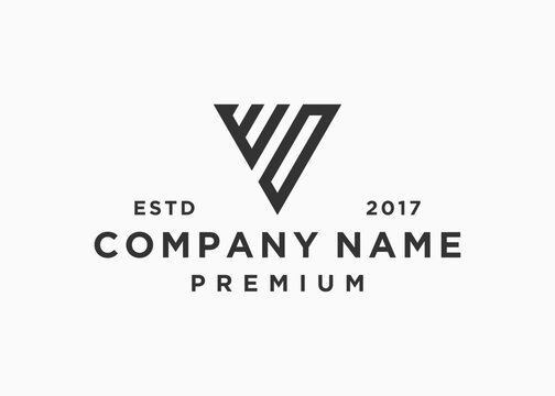 letter wo triangle logo design vector illustration template