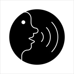 Voice command with sound waves icon vector, on white background.