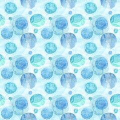 patrón de acuarela sin fisuras color azul con burbujas