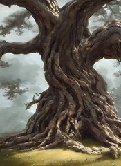 old big tree trunk digital illustration
