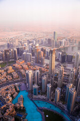 Dubai city view at sunset. UAE, 2022