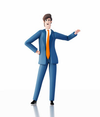 Successful, confident businessman. Happy office workers 3D rendering illustration 