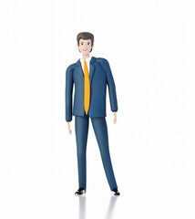 Successful, confident businessman. Happy office workers 3D rendering illustration 