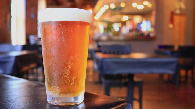 Close up shot of a cold lager beer