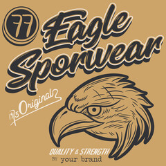Text Eagle Sport wear, with Eagle head Fashion style, Spring Summer.