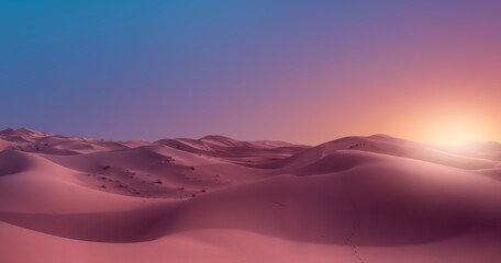 Sand dunes in the Sahara Desert, Merzouga, Morocco - Orange dunes in the desert of Morocco - Sahara...