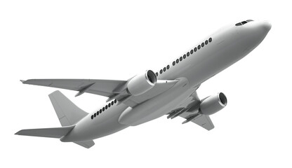 Fototapeta na wymiar High detailed white plane, 3d rendering on a white background. Airplane take off, isolated. Airline concept. Travel passenger plane. Commercial jet plane.