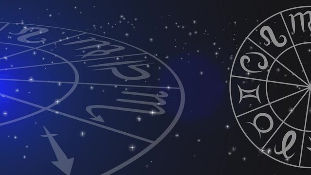 Light symbols of zodiac and horoscope circle, astrology and mystic signs