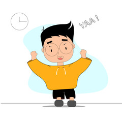 cute kid flat illustration little boy pack