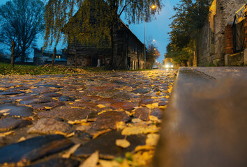 Night view of a street.