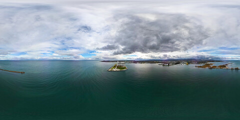 Millennium overlook park  drone view cloudy day 360