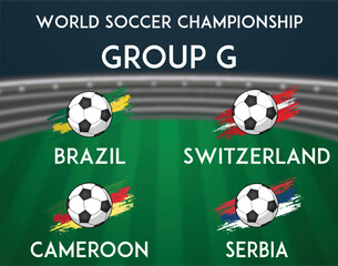 Brush flags of all participants of group G world soccer championship