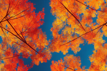Obraz na płótnie Canvas Vertical shot of Autumn trees seamless textile pattern 3d illustrated
