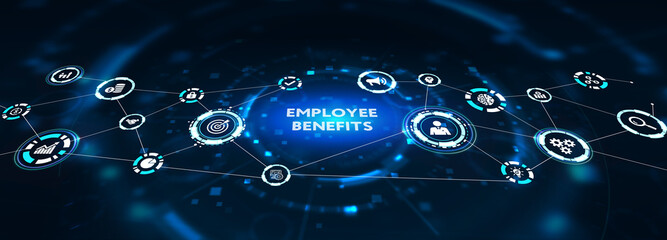 Business, Technology, Internet and network concept. Shows the inscription: EMPLOYEE BENEFITS.  3d illustration
