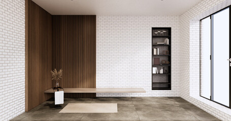 cabinet shelf in loft interior room minimal designs, 3d rendering