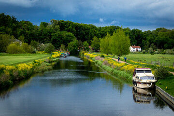 Hertford, UK, 22nd May 2021: The view south from Hertford Lock