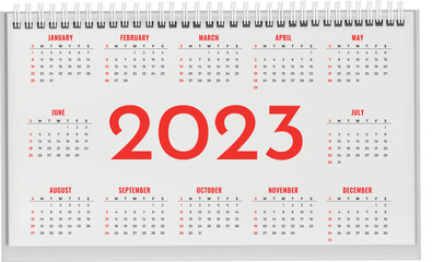 Calendar 2023 year, New year, calendar grid template vector illustration. Planner for 2023