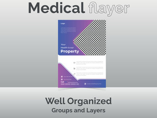 Modern flayer for medical and pharmacy. Print ready and social media post.