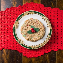 homemade Christmas cookie, decorated, top-view digital illustration 