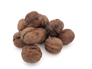 walnut, walnut on the white background, isolated, close up, top view