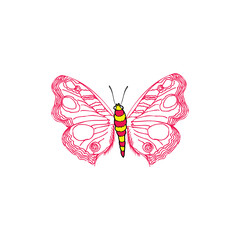 Obraz na płótnie Canvas Outline junonia almana butterfly vector icon on white background