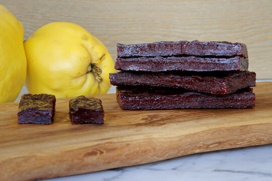 Membrillo - sweet, thick, sliceable firm paste made from quince fruit.