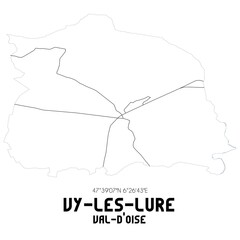 VY-LES-LURE Val-d'Oise. Minimalistic street map with black and white lines.