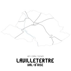 LAVILLETERTRE Val-d'Oise. Minimalistic street map with black and white lines.