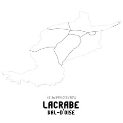 LACRABE Val-d'Oise. Minimalistic street map with black and white lines.