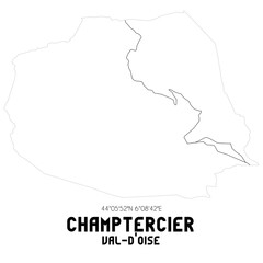 CHAMPTERCIER Val-d'Oise. Minimalistic street map with black and white lines.