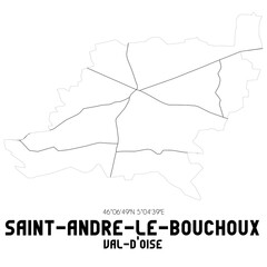 SAINT-ANDRE-LE-BOUCHOUX Val-d'Oise. Minimalistic street map with black and white lines.