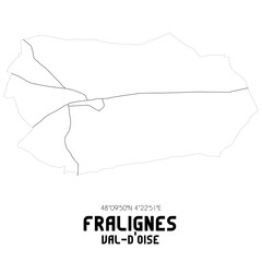 FRALIGNES Val-d'Oise. Minimalistic street map with black and white lines.