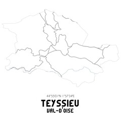 TEYSSIEU Val-d'Oise. Minimalistic street map with black and white lines.