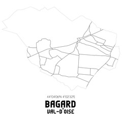 BAGARD Val-d'Oise. Minimalistic street map with black and white lines.