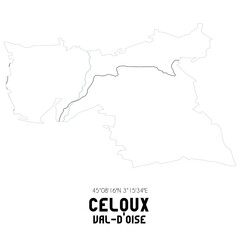 Fototapeta premium CELOUX Val-d'Oise. Minimalistic street map with black and white lines.