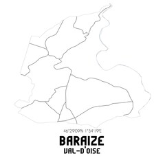 BARAIZE Val-d'Oise. Minimalistic street map with black and white lines.