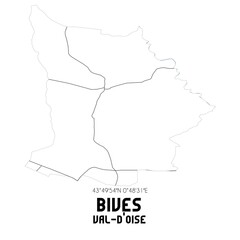 BIVES Val-d'Oise. Minimalistic street map with black and white lines.