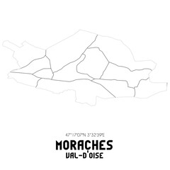 MORACHES Val-d'Oise. Minimalistic street map with black and white lines.