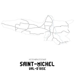SAINT-MICHEL Val-d'Oise. Minimalistic street map with black and white lines.